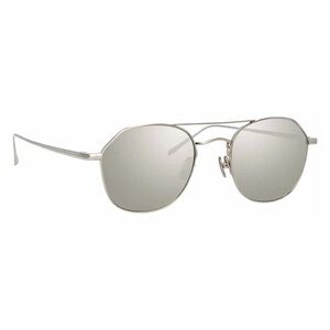 Linda Farrow Dante Square Aviator Sunglasses In White Gold